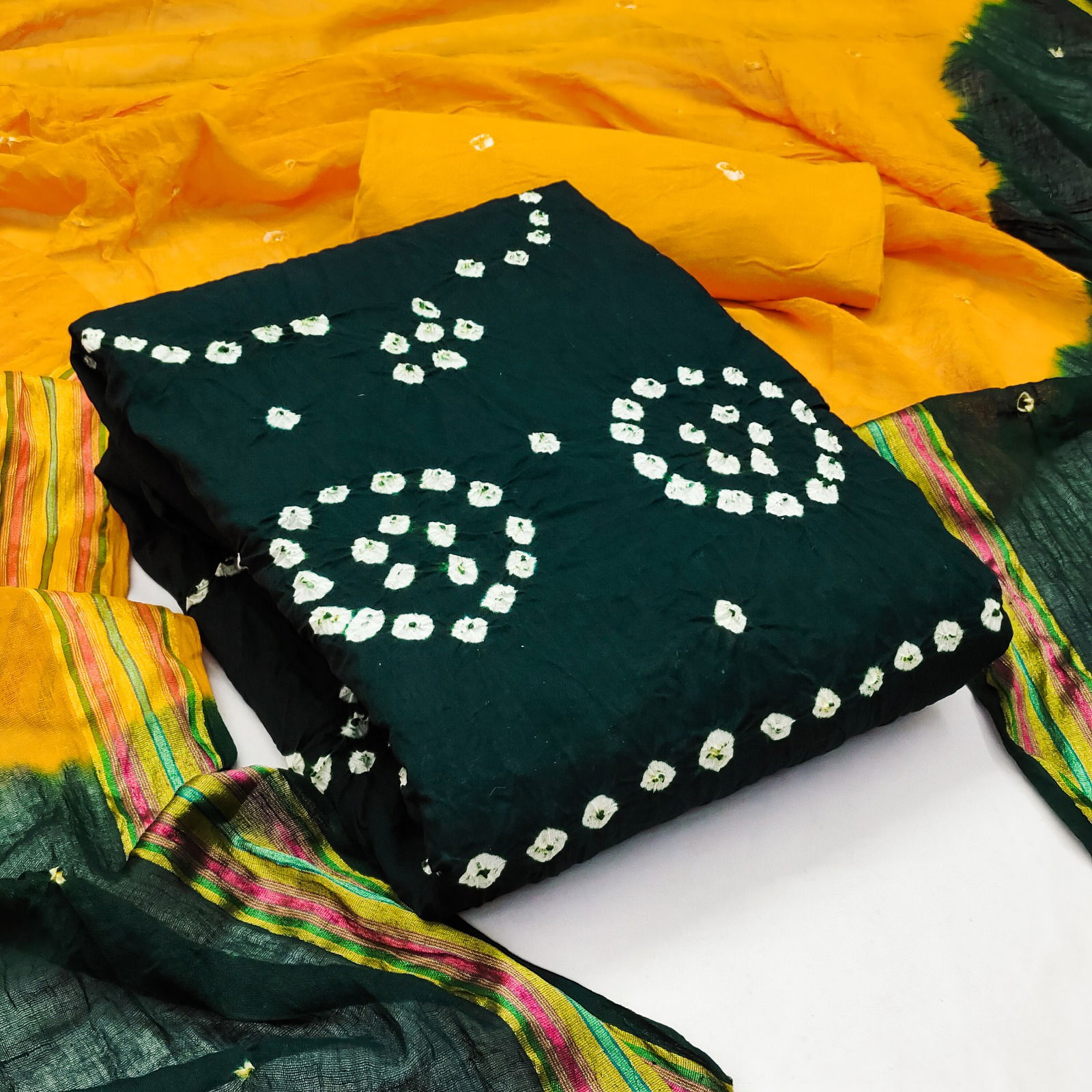 Kgm Heavy Bandhani Printed Cotton Dress Material Catalog